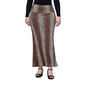 24Seven, Women’s Leopard Print Skirt Fold-Over Waist Maxi Skirt. NWT, 3X